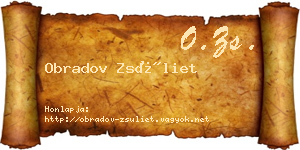 Obradov Zsüliet névjegykártya